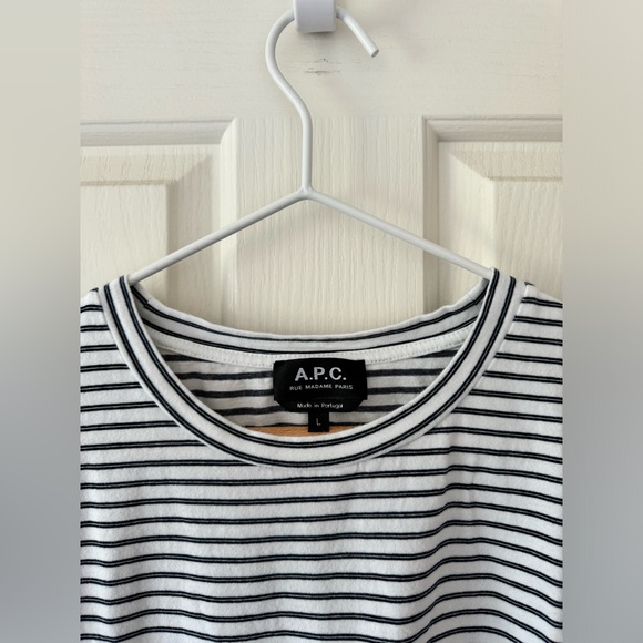 A.P.C. Men’s Short Sleeve Striped Tee Shirt - size Large - Picture 4 of 4